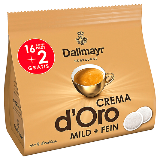 Dallmayr Crema d'Oro Pads mild&fein 16+2ST 126g foodpipe [Lebensmittel-Lieferservice Rostock]