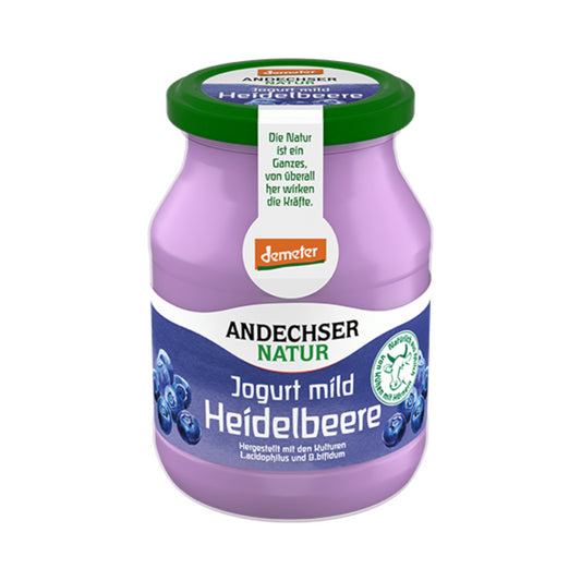 Demeter Andechser Natur Joghurt Heidelbeer 500g MW foodpipe [Lebensmittel-Lieferservice Rostock]