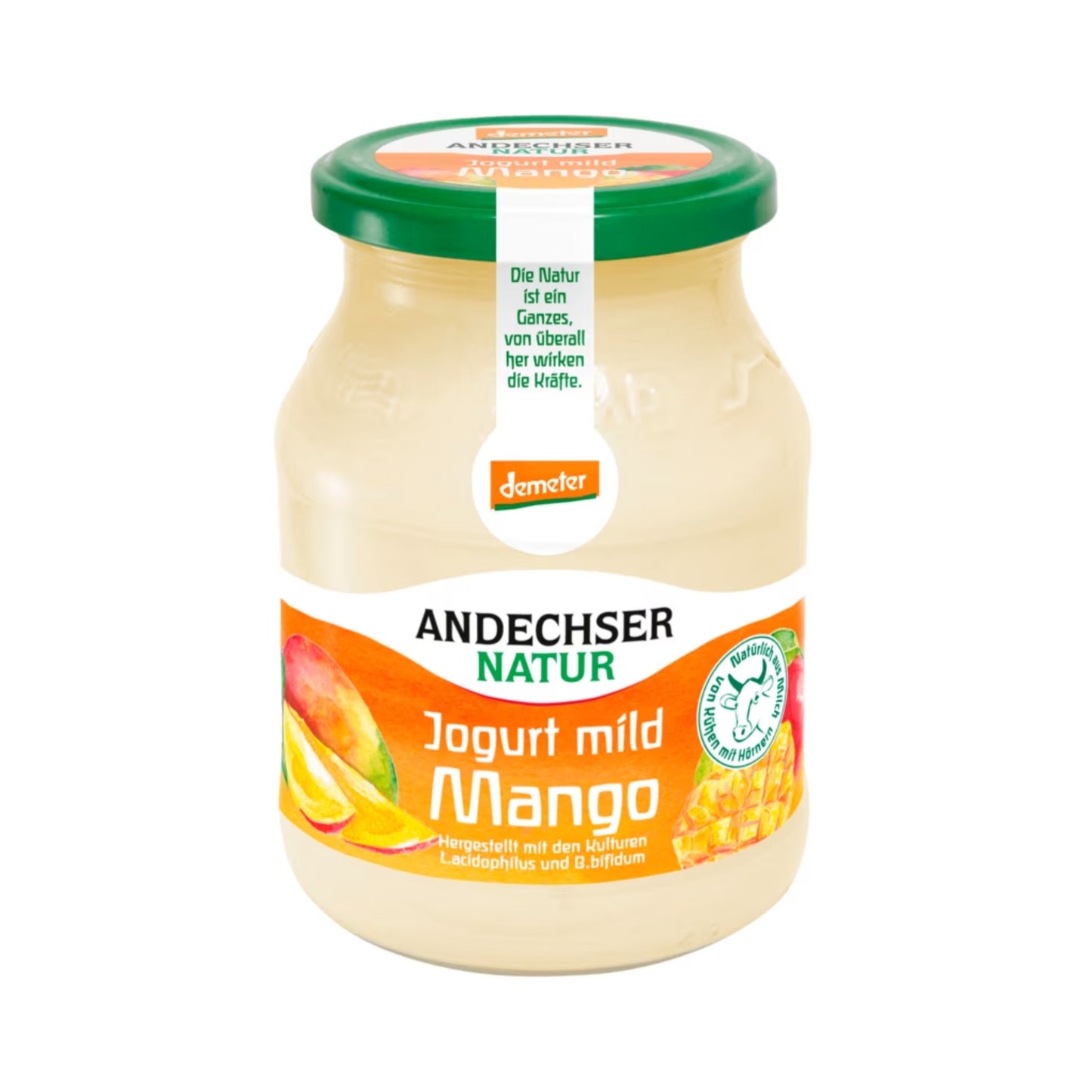 Demeter Andechser Natur Joghurt Mango 3,8% 500g MW foodpipe [Lebensmittel-Lieferservice Rostock]