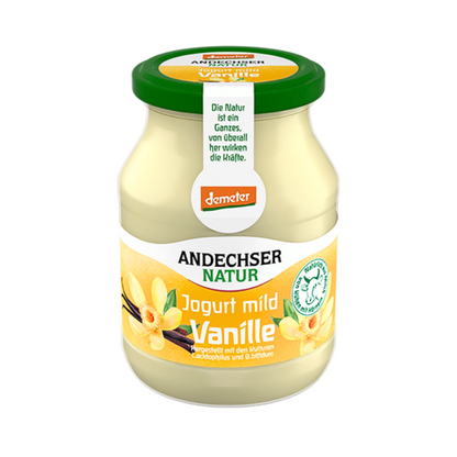 Demeter Andechser Natur Joghurt mild Vanille 3,8% 500g MW foodpipe [Lebensmittel-Lieferservice Rostock]
