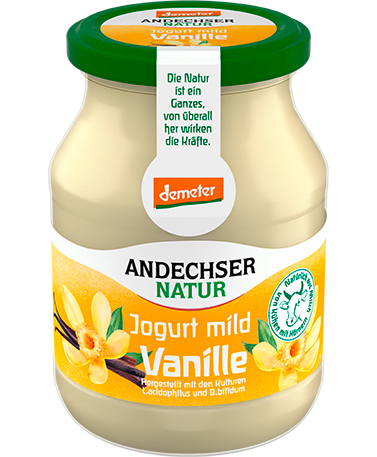 Demeter Andechser Natur Joghurt mild Vanille 3,8% 500g MW foodpipe [Lebensmittel-Lieferservice Rostock]