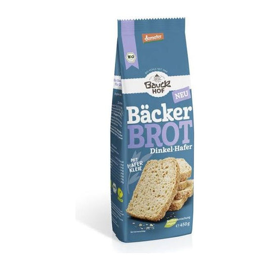 Demeter Bauckhof Bäcker Brot Dinkel-Hafer Backmischung 450g foodpipe [Lebensmittel-Lieferservice Rostock]