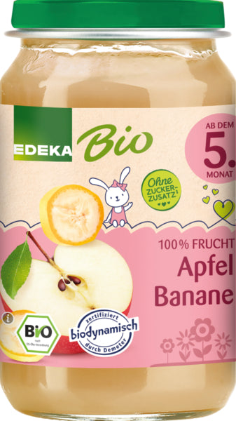 Demeter EDEKA Apfel mit Banane ab dem 5.Monat 190g foodpipe [Lebensmittel-Lieferservice Rostock]