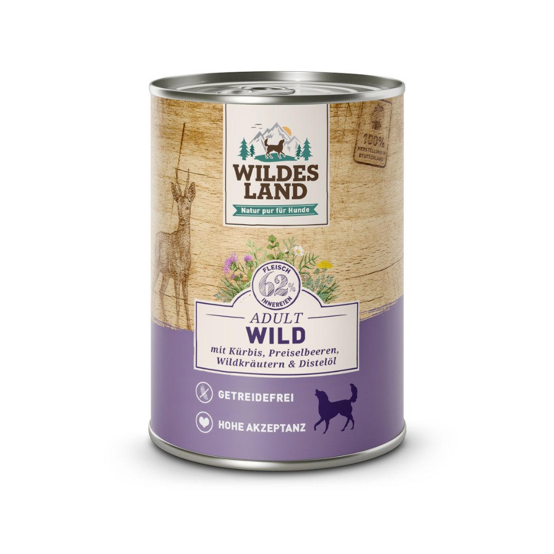Wildes Land Hund Nassfutter Wild mit Kürbis 400g