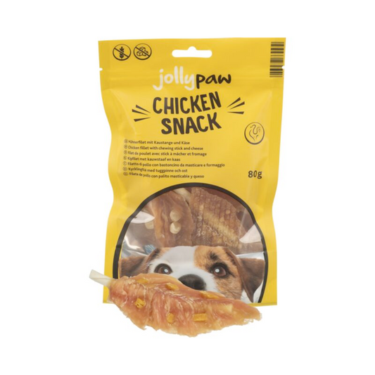Jollypaw Chicken Snack mit Kaustange und Käse 80g