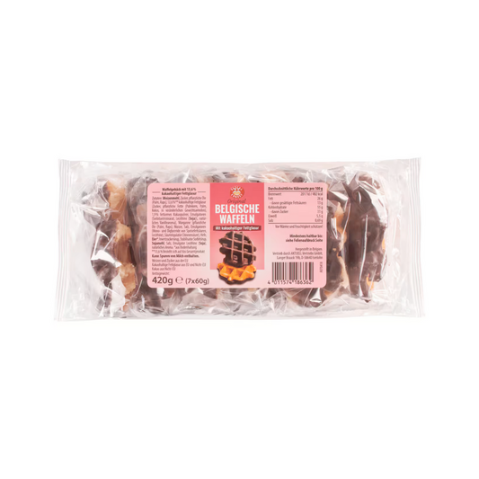 P&E Belgische Waffeln mit kakaohaltiger Fettglasur 420g