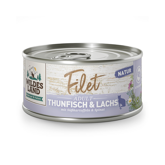 Wildes Land Thunfisch&Lachs mit Süßkartoffeln&Spinat Natur 80g