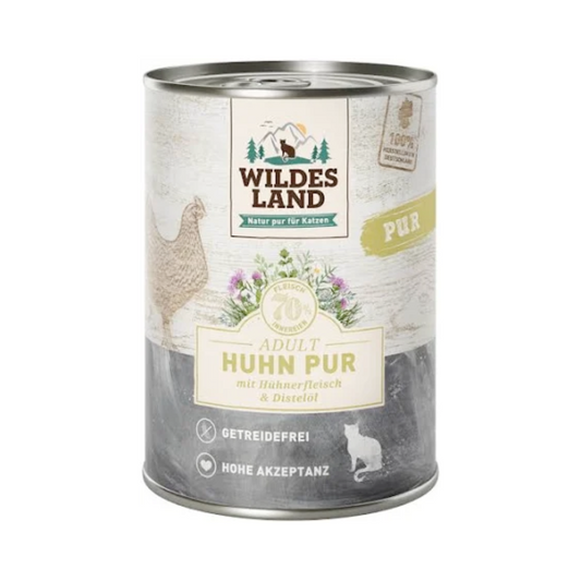 Wildes Land Katze Nassfutter - Huhn PUR mit Distelöl 200g