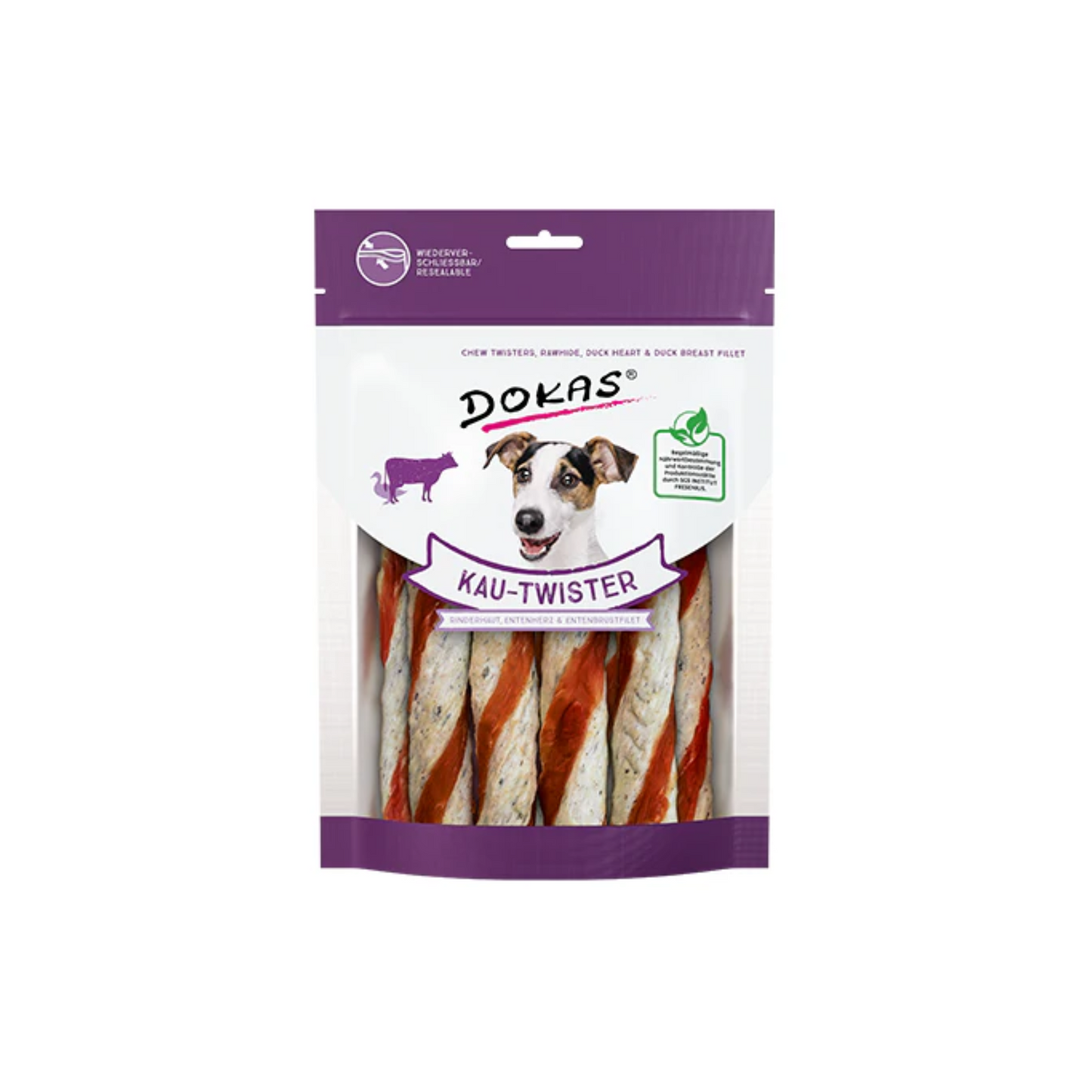 Dokas Kau-Twister Rinderhaut&Entenherz&Entenbrustfilet 200g foodpipe [Lebensmittel-Lieferservice Rostock]