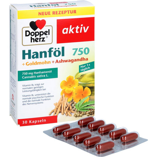 Doppelherz Hanföl+Goldmohn+Ashwagandha 30Kapseln 38,3g foodpipe [Lebensmittel-Lieferservice Rostock]