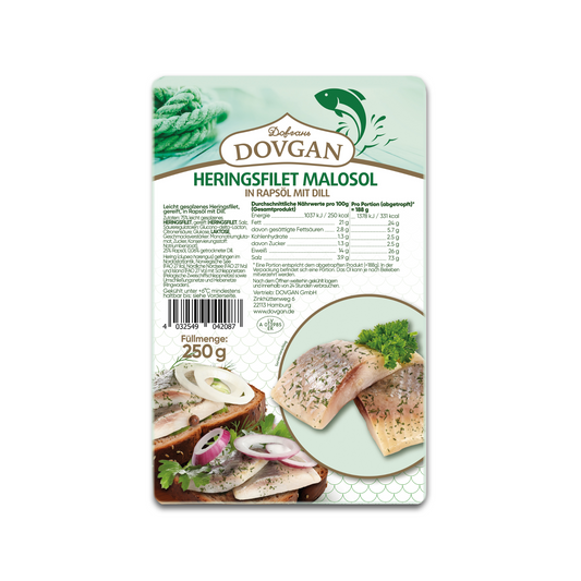 Dovgan Heringsfilets Malosol in Öl mit Dill 250g