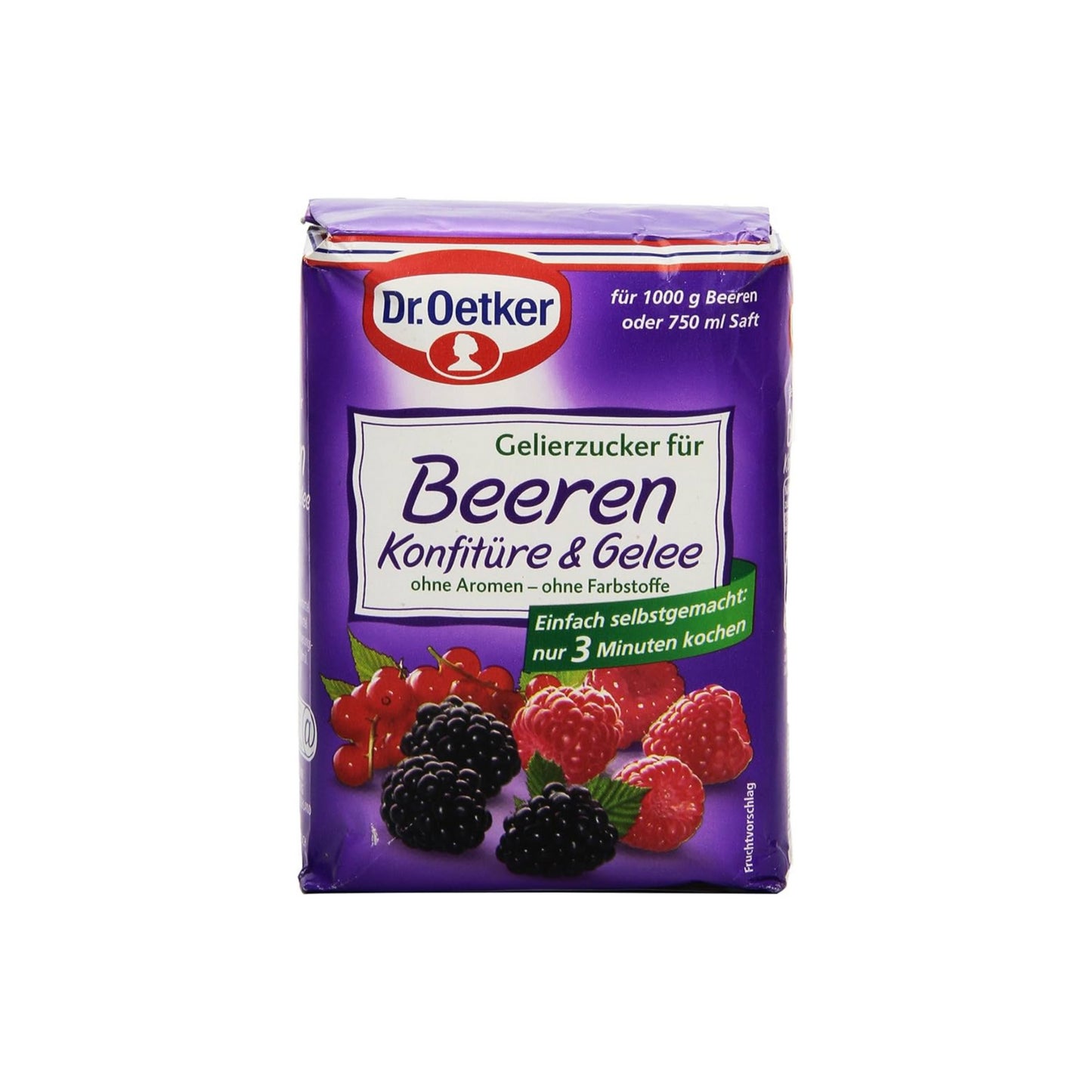 Dr.Oetker Gelierzucker für Beerenkonfitüre für 1kg 500g foodpipe [Lebensmittel-Lieferservice Rostock]