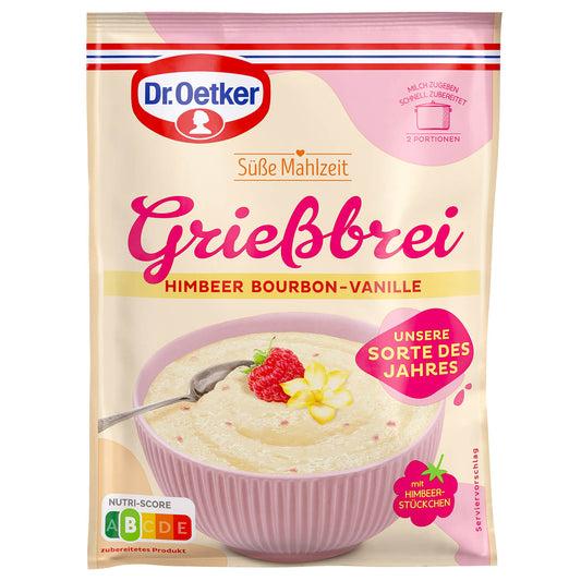 Dr.Oetker Grießbrei Himbeer Bourbon Vanille Sorte des Jahres 76g foodpipe [Lebensmittel-Lieferservice Rostock]