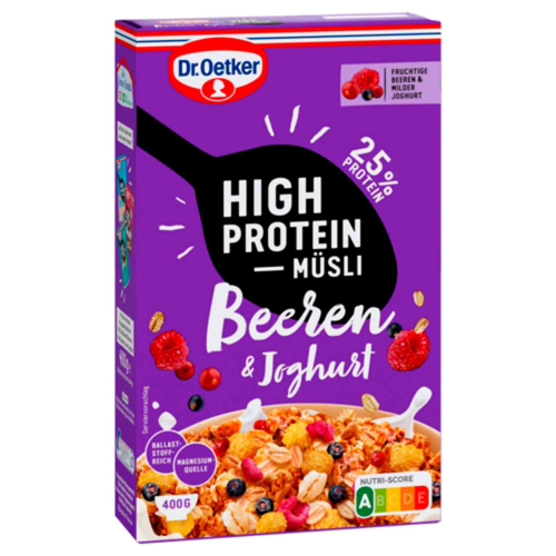 Dr.Oetker High Protein Müsli Beeren & Joghurt 400g foodpipe Rostock [Lebensmittel-Lieferservice Rostock]