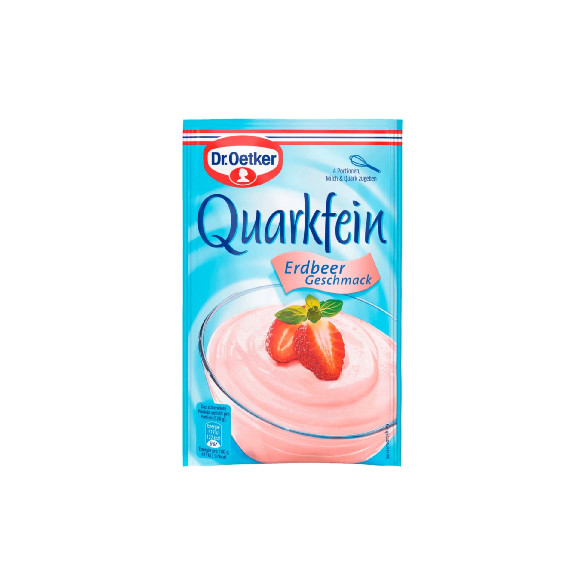 Dr.Oetker Quarkfein Erdbeer-Geschmack für 200ml 56g foodpipe [Lebensmittel-Lieferservice Rostock]