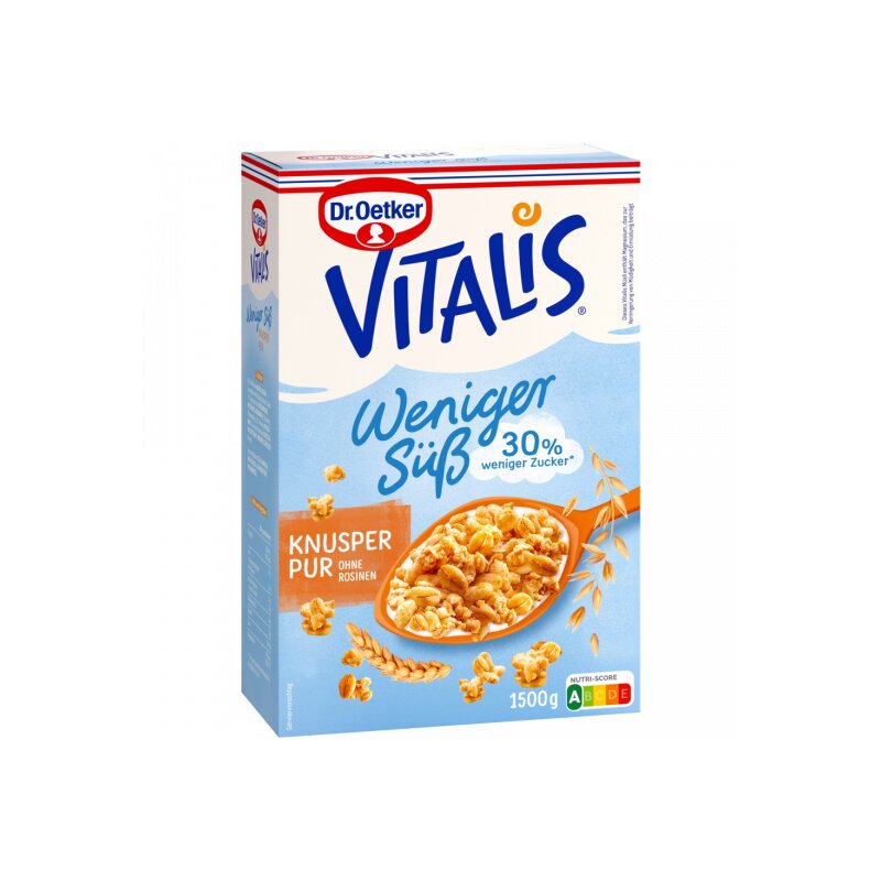 Dr.Oetker Vitalis Müsli Knusper Pur weniger süß 1,5kg foodpipe Rostock [Lebensmittel-Lieferservice Rostock]