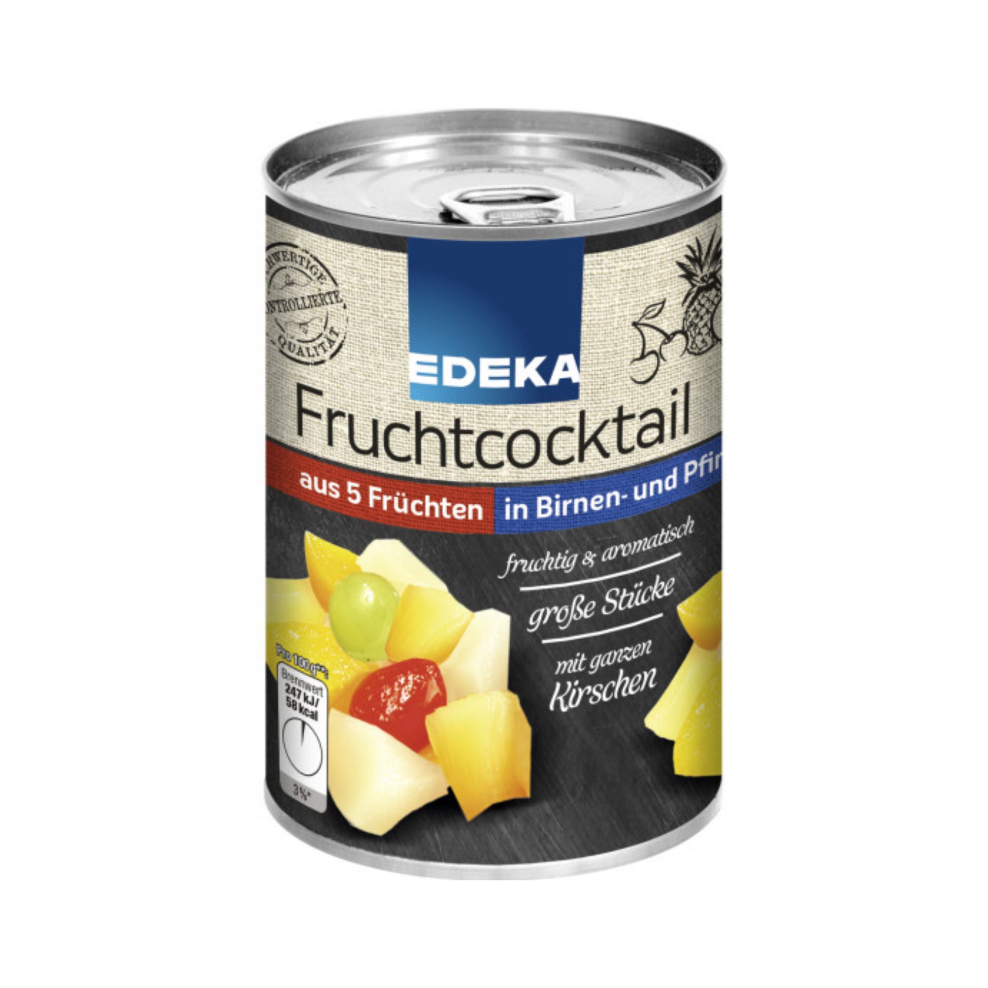 EDEKA 5-Fruchtcocktail in Birnen-und Pfirsichsaft 410g foodpipe [Lebensmittel-Lieferservice Rostock]