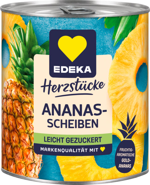 EDEKA Ananas ganze Scheiben leicht gezuckert 836g foodpipe [Lebensmittel-Lieferservice Rostock]