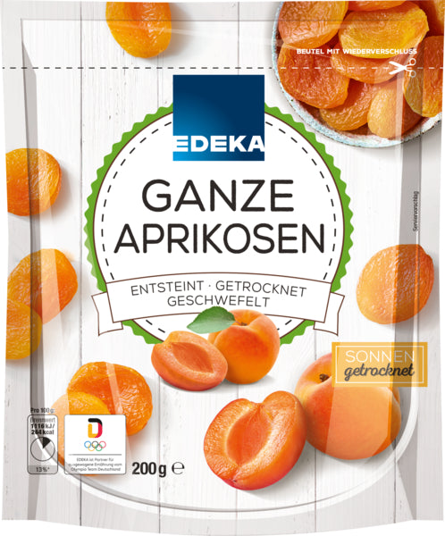 EDEKA Aprikosen ganz, entsteint getrocknet geschwefelt 200g foodpipe [Lebensmittel-Lieferservice Rostock]