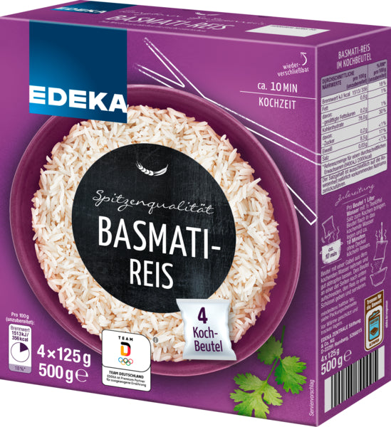 EDEKA Basmati Reis Spitzenqualität Kochbeutel 500g foodpipe [Lebensmittel-Lieferservice Rostock]