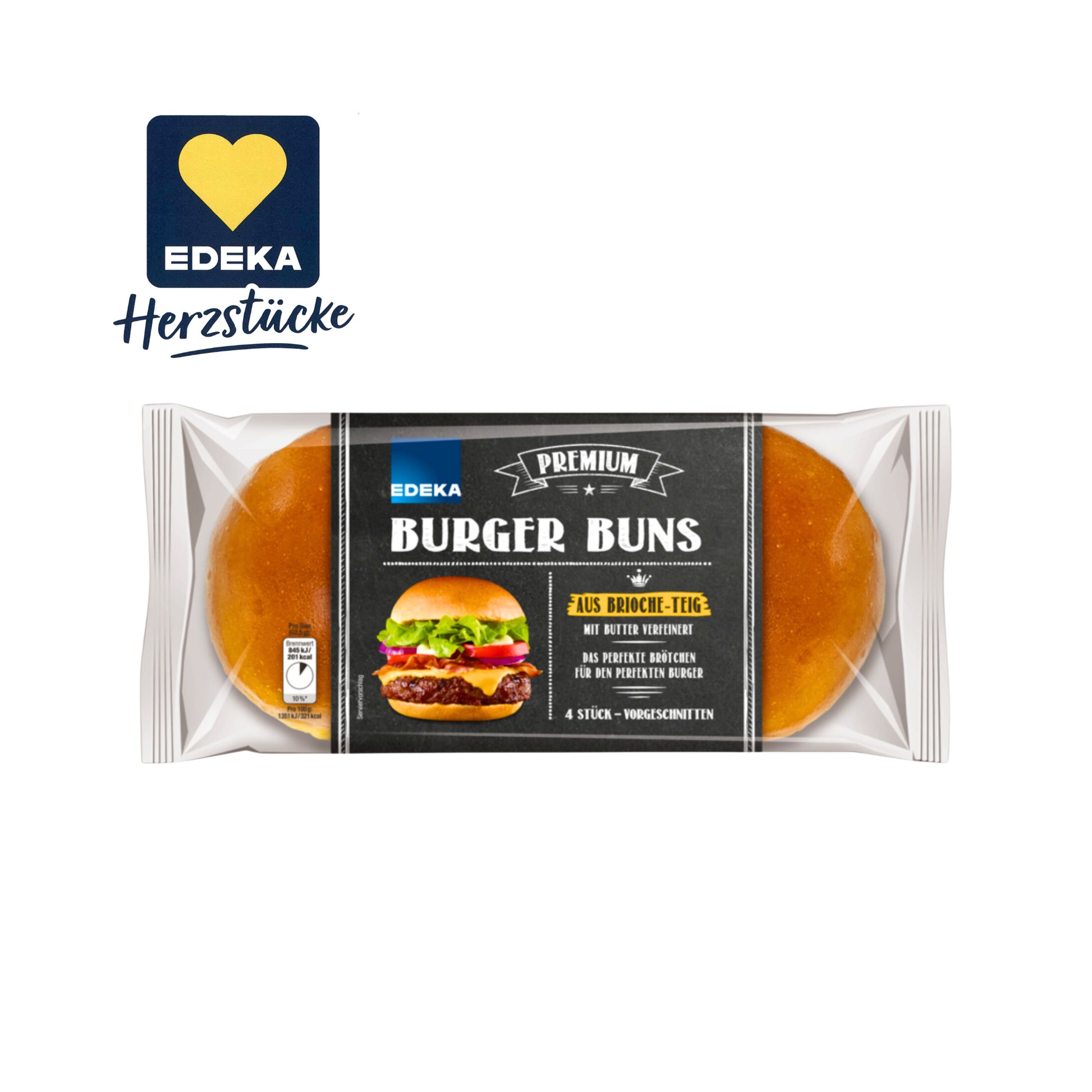 EDEKA Brioche Burger Buns 4ST 250g foodpipe [Lebensmittel-Lieferservice Rostock]
