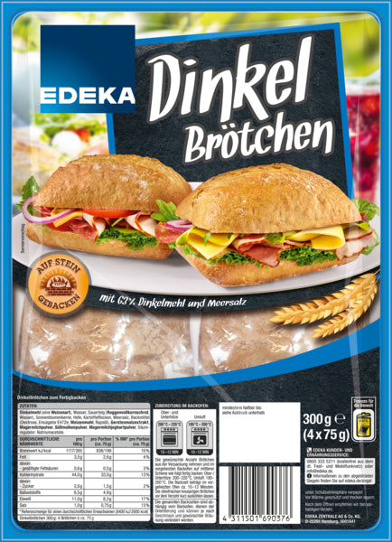 EDEKA Dinkelbrötchen 4ST 300g foodpipe [Lebensmittel-Lieferservice Rostock]
