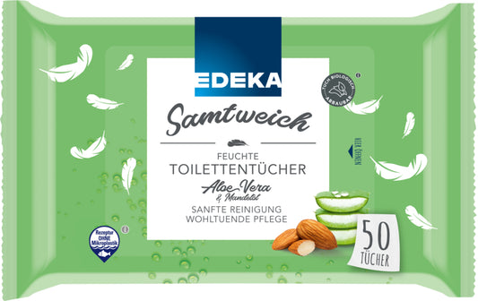 EDEKA Feuchtes Toilettenpapier Aloe Vera & Mandelöl 50ST foodpipe [Lebensmittel-Lieferservice Rostock]