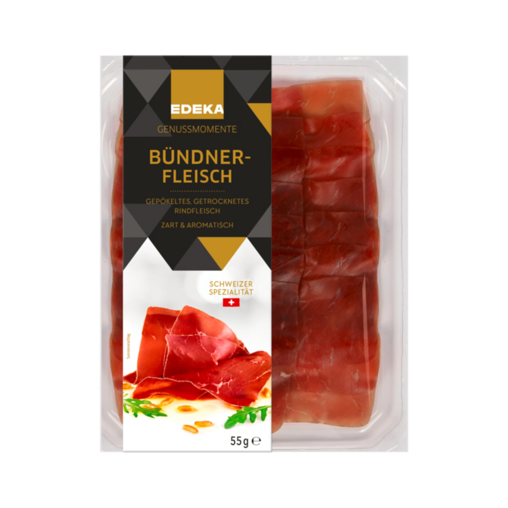 EDEKA Genussmomente Original Schweizer Bündner Fleisch Servierschnitt 55g foodpipe [Lebensmittel-Lieferservice Rostock]