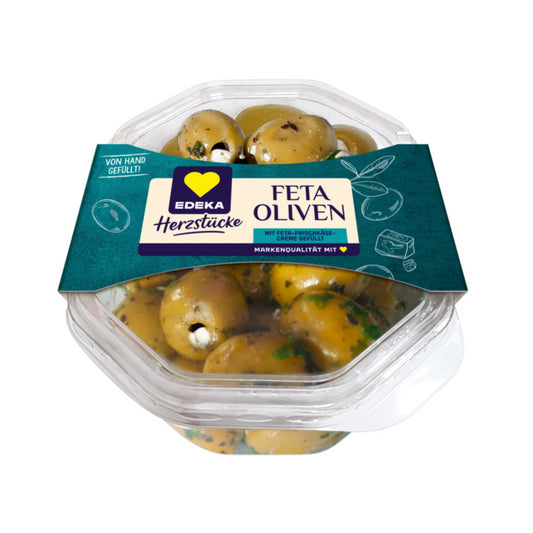 EDEKA Grüne Oliven mit Fetacreme gefüllt 150g foodpipe [Lebensmittel-Lieferservice Rostock]