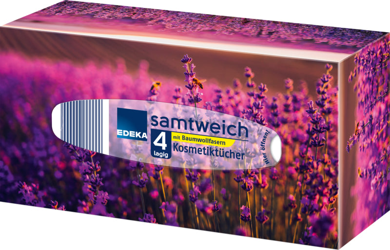 EDEKA Kosmetiktücher samtweich mit Cotton 4lagig 80ST foodpipe [Lebensmittel-Lieferservice Rostock]