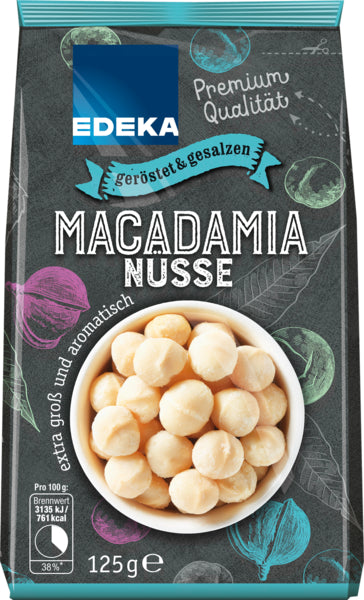 EDEKA Macadamias geröstet gesalzen 125g foodpipe [Lebensmittel-Lieferservice Rostock]