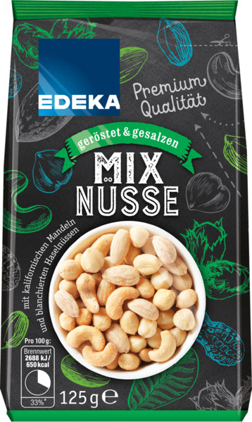 EDEKA Mixnüsse geröstet gesalzen 125g foodpipe [Lebensmittel-Lieferservice Rostock]