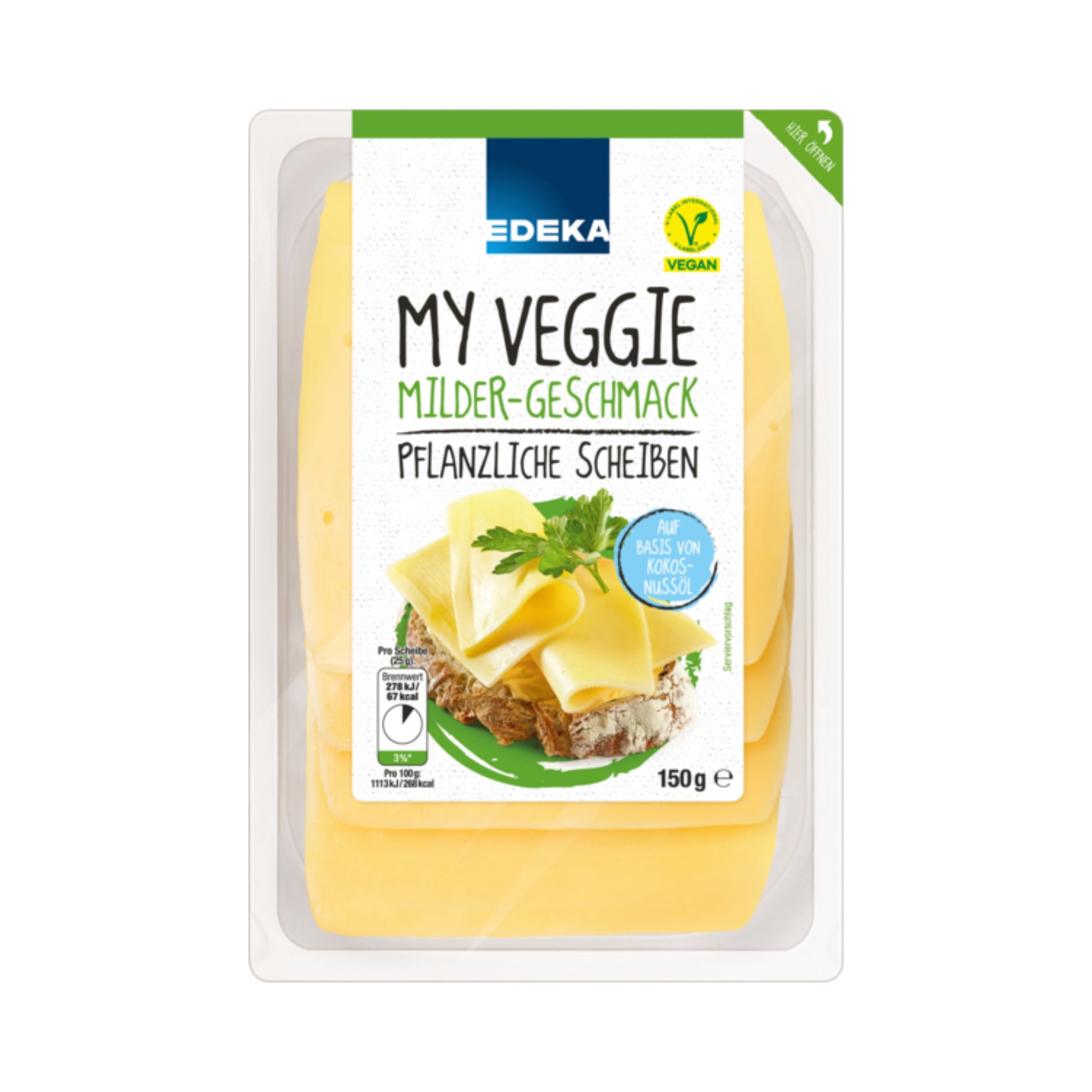 EDEKA My Veggie Vegane Pflanzliche Scheiben Milder-Geschmack 150g foodpipe [Lebensmittel-Lieferservice Rostock]