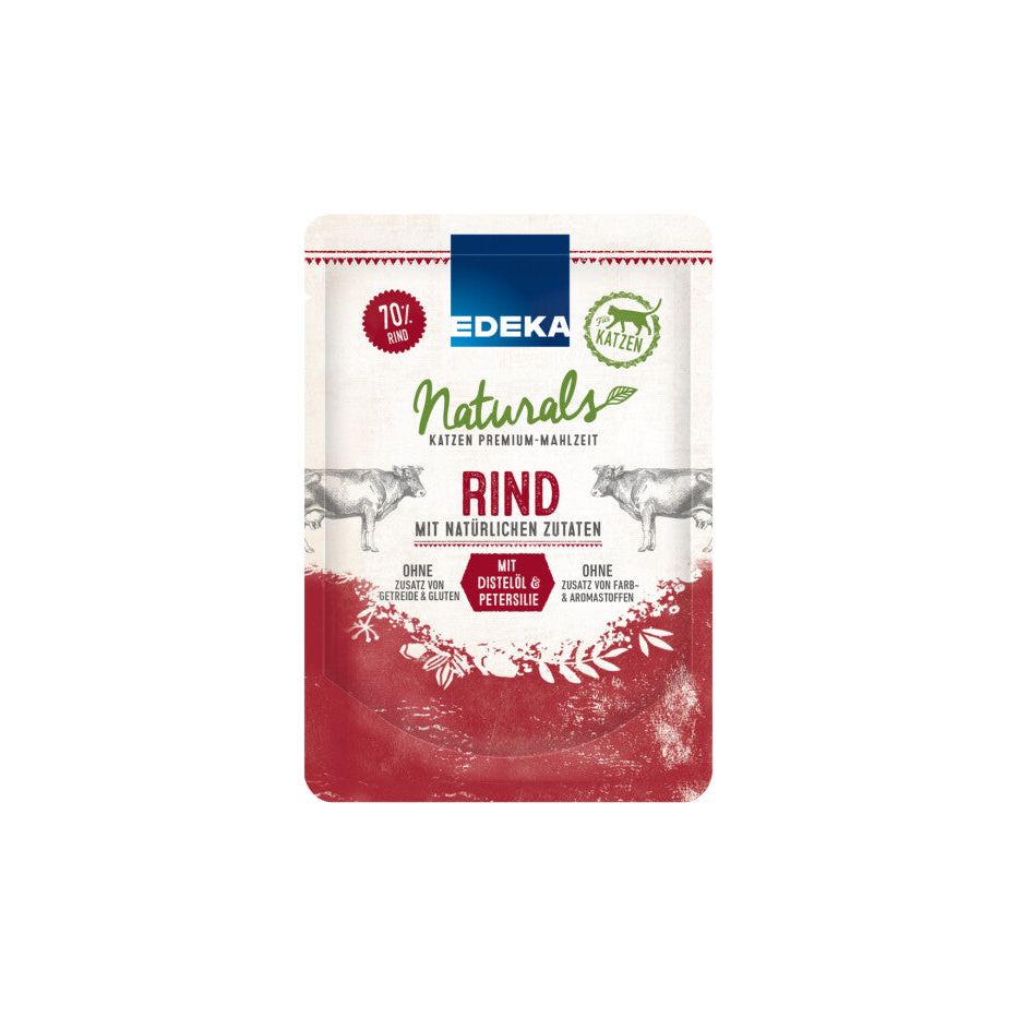 EDEKA Naturals Cat Rind und Petersilie mit Distelöl 85g foodpipe [Lebensmittel-Lieferservice Rostock]