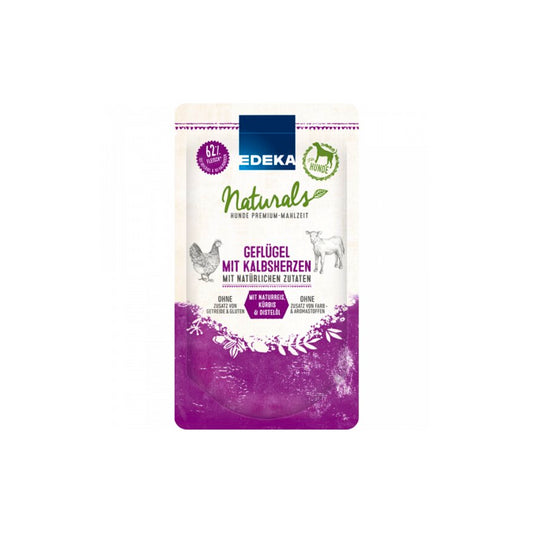 EDEKA Naturals Dog Geflügel mit Kalbsherzen,Naturreis, Kürbis und Distelöl 125g foodpipe [Lebensmittel-Lieferservice Rostock]