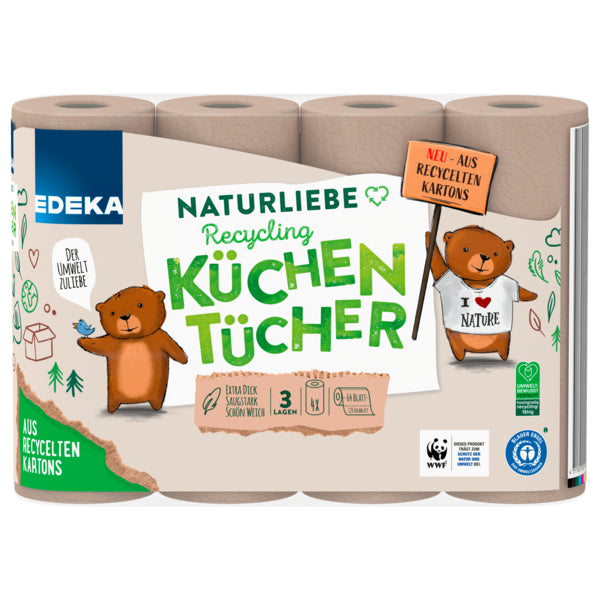 EDEKA Naturliebe Recycling Küchentücher 3-lagig 4x128BL foodpipe [Lebensmittel-Lieferservice Rostock]