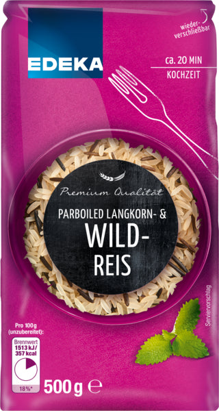 EDEKA Parboiled Langkorn- und Wild-Reis 500g foodpipe [Lebensmittel-Lieferservice Rostock]