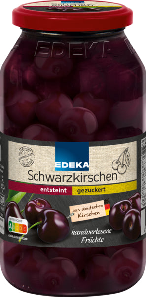 EDEKA Schwarzkirschen entsteint, gezuckert 680g foodpipe [Lebensmittel-Lieferservice Rostock]