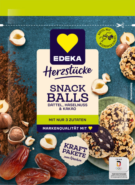 EDEKA Snack Balls Datteln Haselnuss Kakao 145g foodpipe [Lebensmittel-Lieferservice Rostock]