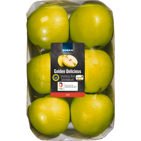 EDEKA Südtiroler Äpfel Golden Delicious Italien Klasse I g.g.A 1kg Karton foodpipe [Lebensmittel-Lieferservice Rostock]