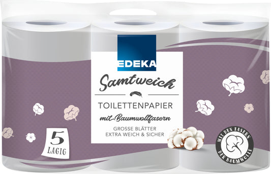 EDEKA Toilettenpapier samtweich mit Cotton 5lagig 6x130Bl. foodpipe [Lebensmittel-Lieferservice Rostock]