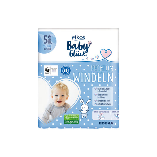 EDEKA elkos Baby Glück Windeln Gr.5 Junior 36ST foodpipe [Lebensmittel-Lieferservice Rostock]