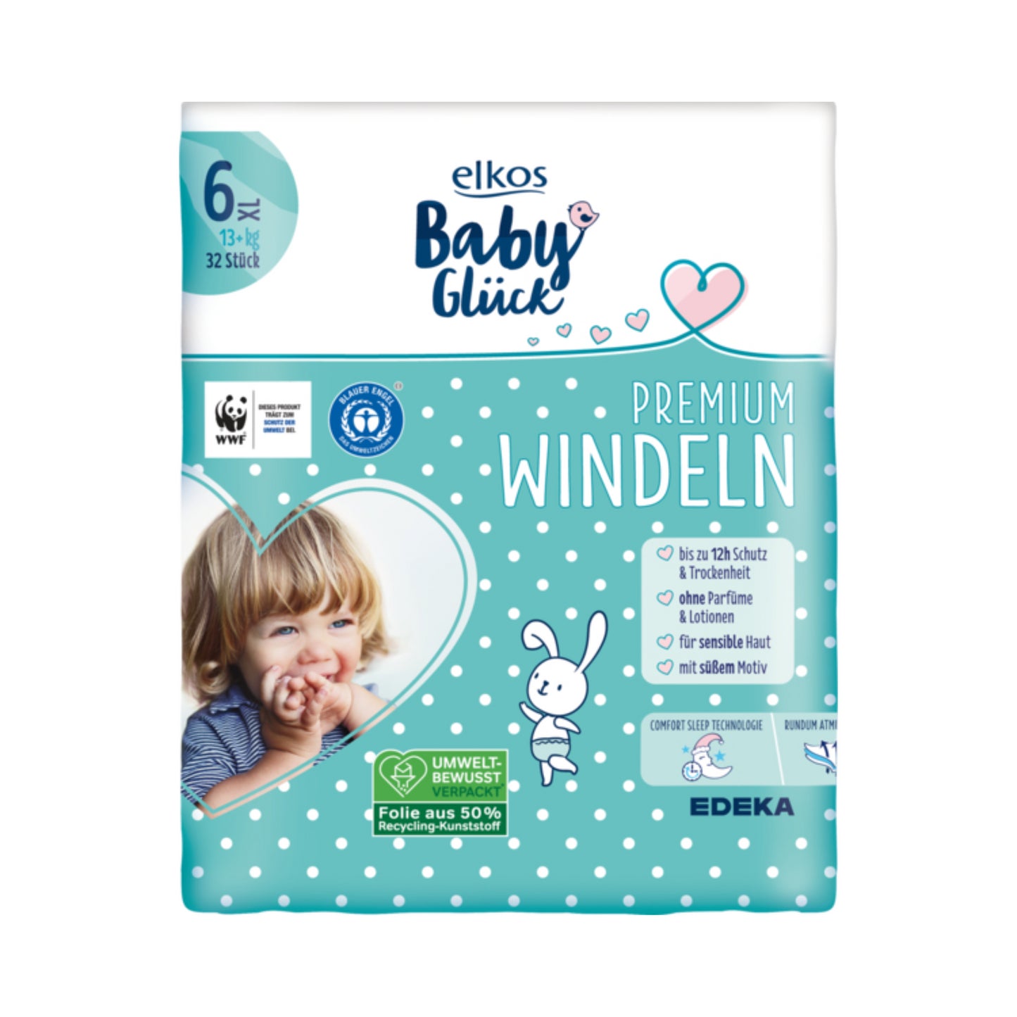 EDEKA elkos Baby Glück Windeln Gr.6 XL 32ST foodpipe [Lebensmittel-Lieferservice Rostock]