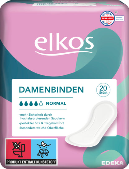 EDEKA elkos Damenbinden Normal 20ST foodpipe [Lebensmittel-Lieferservice Rostock]