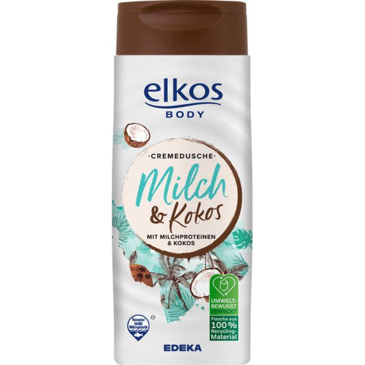 EDEKA elkos Duschcreme Milch&Kokos 300ml foodpipe [Lebensmittel-Lieferservice Rostock]