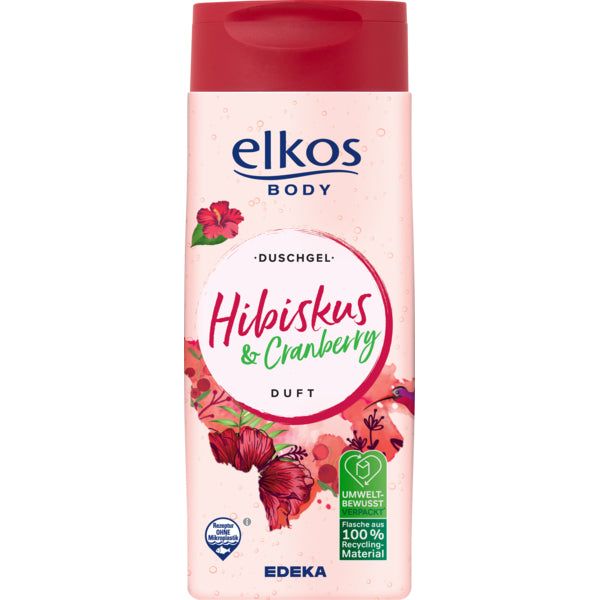 EDEKA elkos Duschgel Hibiskus&Cranberry 300ml foodpipe [Lebensmittel-Lieferservice Rostock]