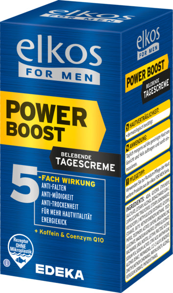 EDEKA elkos Men Tagescreme Power Boost Q10 50ml foodpipe [Lebensmittel-Lieferservice Rostock]