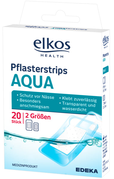 EDEKA elkos Pflasterstrips Aqua 20ST foodpipe [Lebensmittel-Lieferservice Rostock]