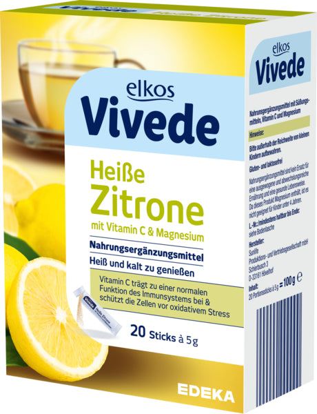 EDEKA elkos VIVEDE Heiße Zitrone Sticks 20ST 100g foodpipe [Lebensmittel-Lieferservice Rostock]