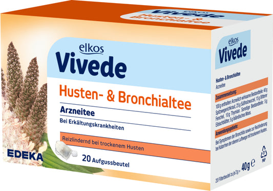 EDEKA elkos VIVEDE Husten-und Bronchialtee 20ST 40g foodpipe [Lebensmittel-Lieferservice Rostock]